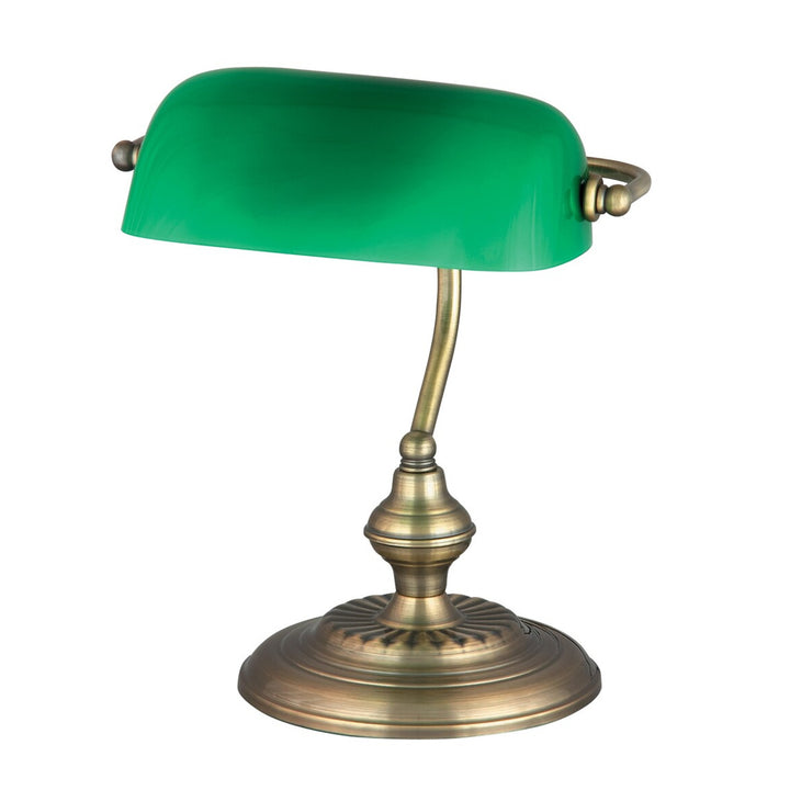 RABALUX BANCO 4038 Candeeiro de mesa de metal com abajur de vidro verde