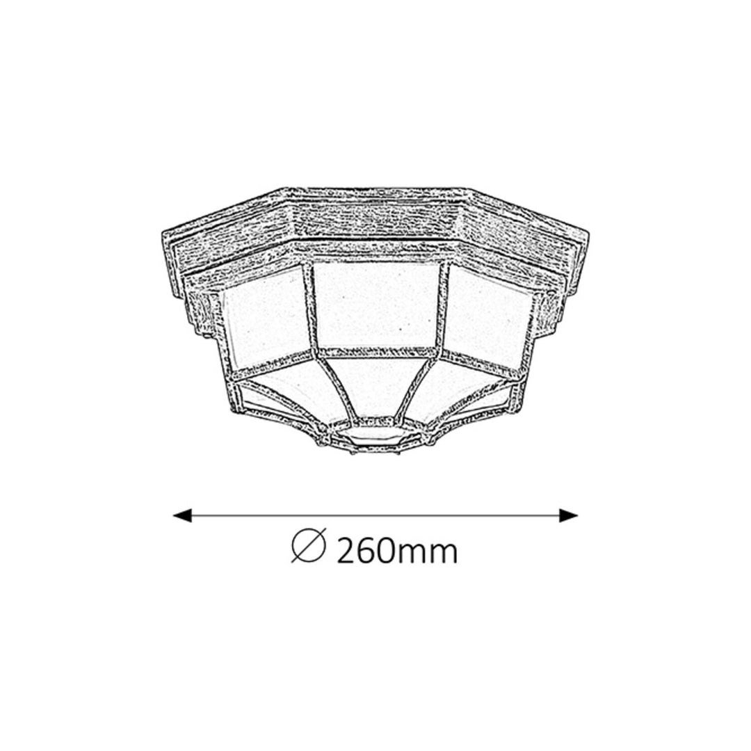 LÂMPADA DE TETO EXTERIOR RABALUX MILANO 8376 DIFUSOR DE METAL E VIDRO