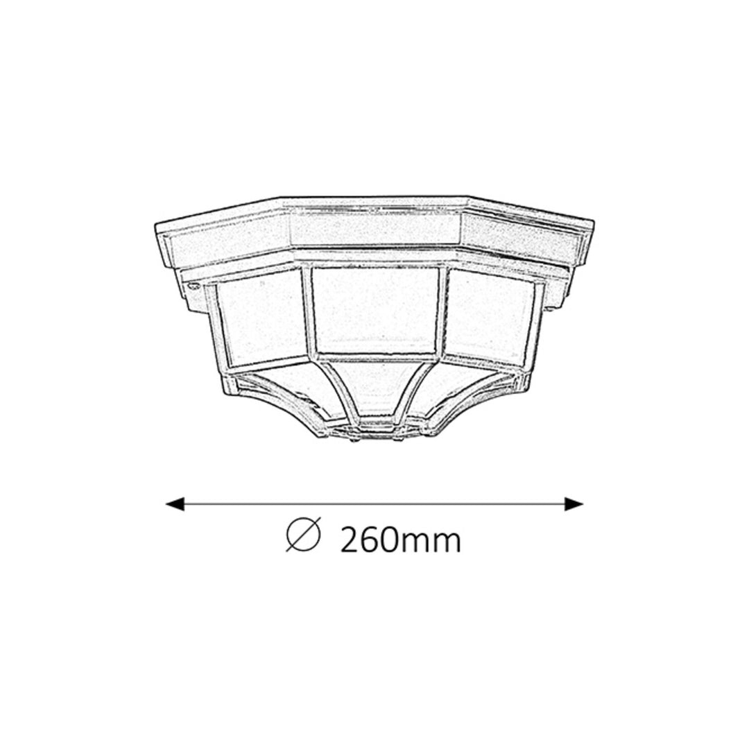 LÂMPADA DE TETO EXTERIOR RABALUX MILANO 8346 DIFUSOR DE METAL E VIDRO