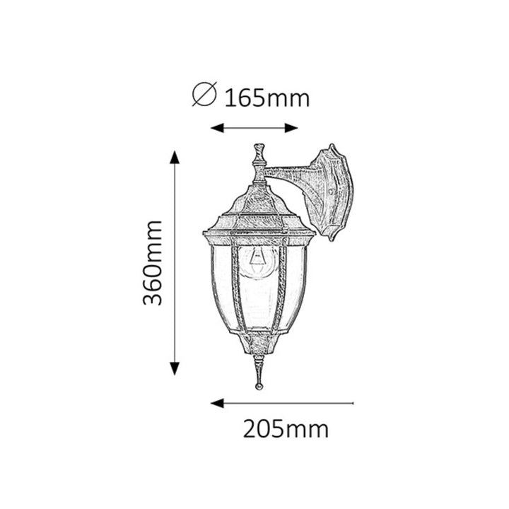 Aplique Rabalux Nizza 8451 ouro antigo E27 60W IP43. Perfeito para o jardim, terraço e muito mais.