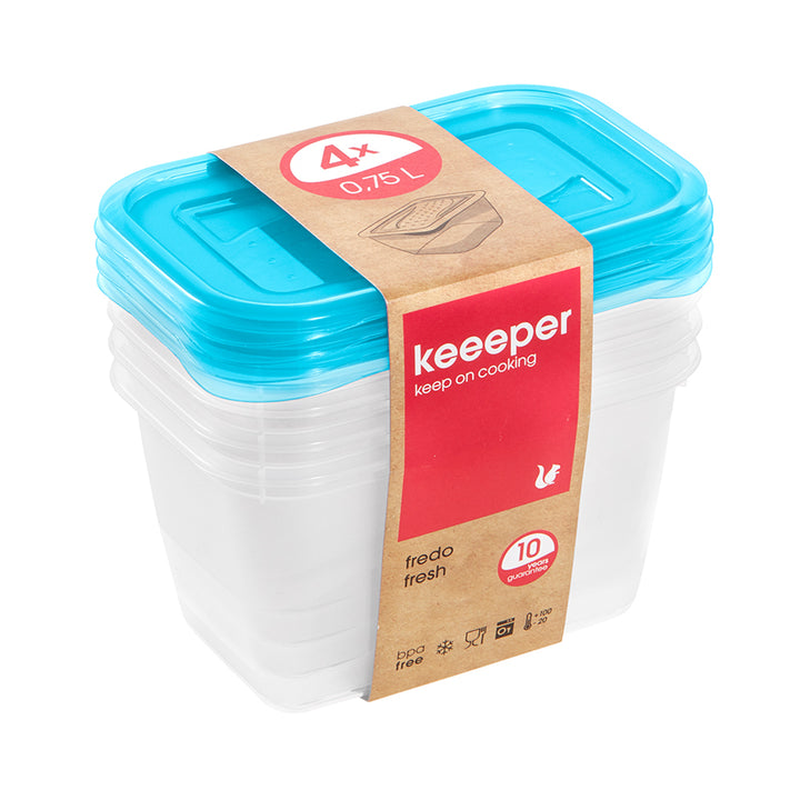 Conjunto de 4 Recipientes para Alimentos Keeper Fredo Fresh 0,75L