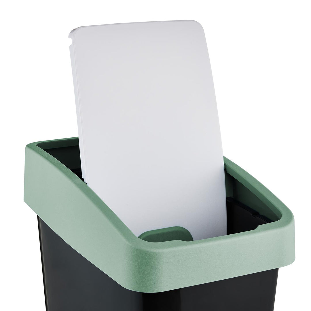 Papelera con tapa a presión 25l verde Keeeper