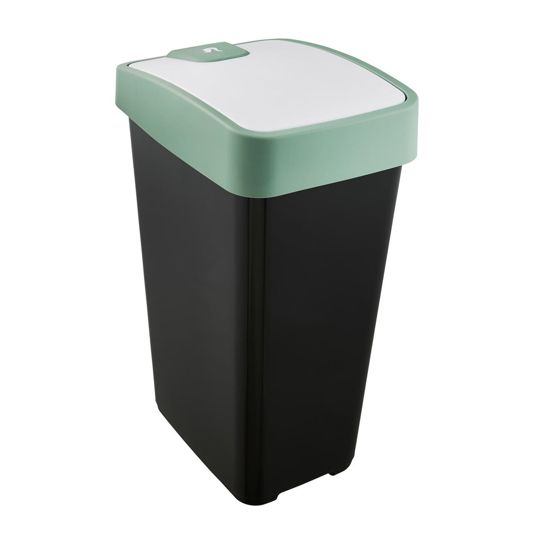 Papelera con tapa a presión 45l verde Keeeper