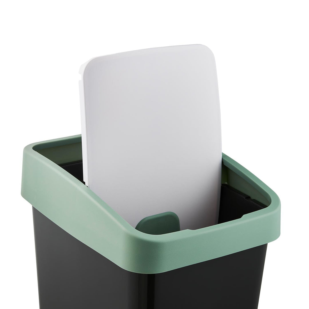 Papelera con tapa a presión 45l verde Keeeper