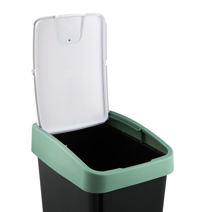 Papelera con tapa a presión 45l verde Keeeper