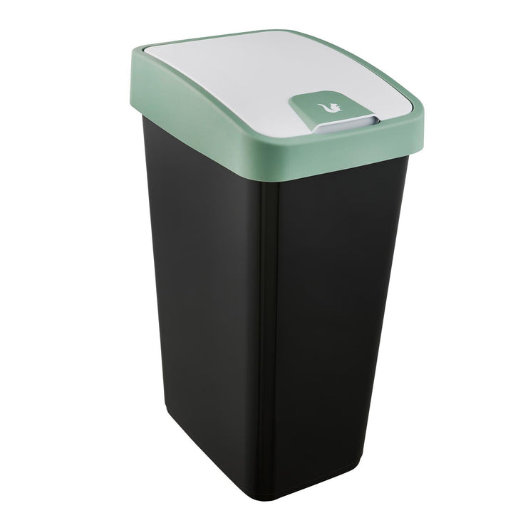 Papelera con tapa a presión 45l verde Keeeper