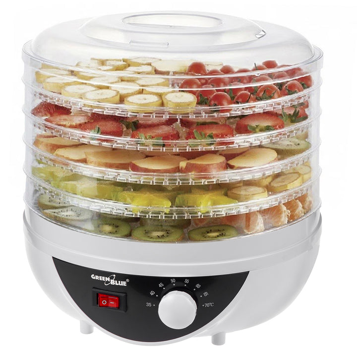 GreenBlue GB195 desidratador de alimentos, cogumelo, secador de vegetais e frutas, 250 W, extra silencioso, 5 peneiras