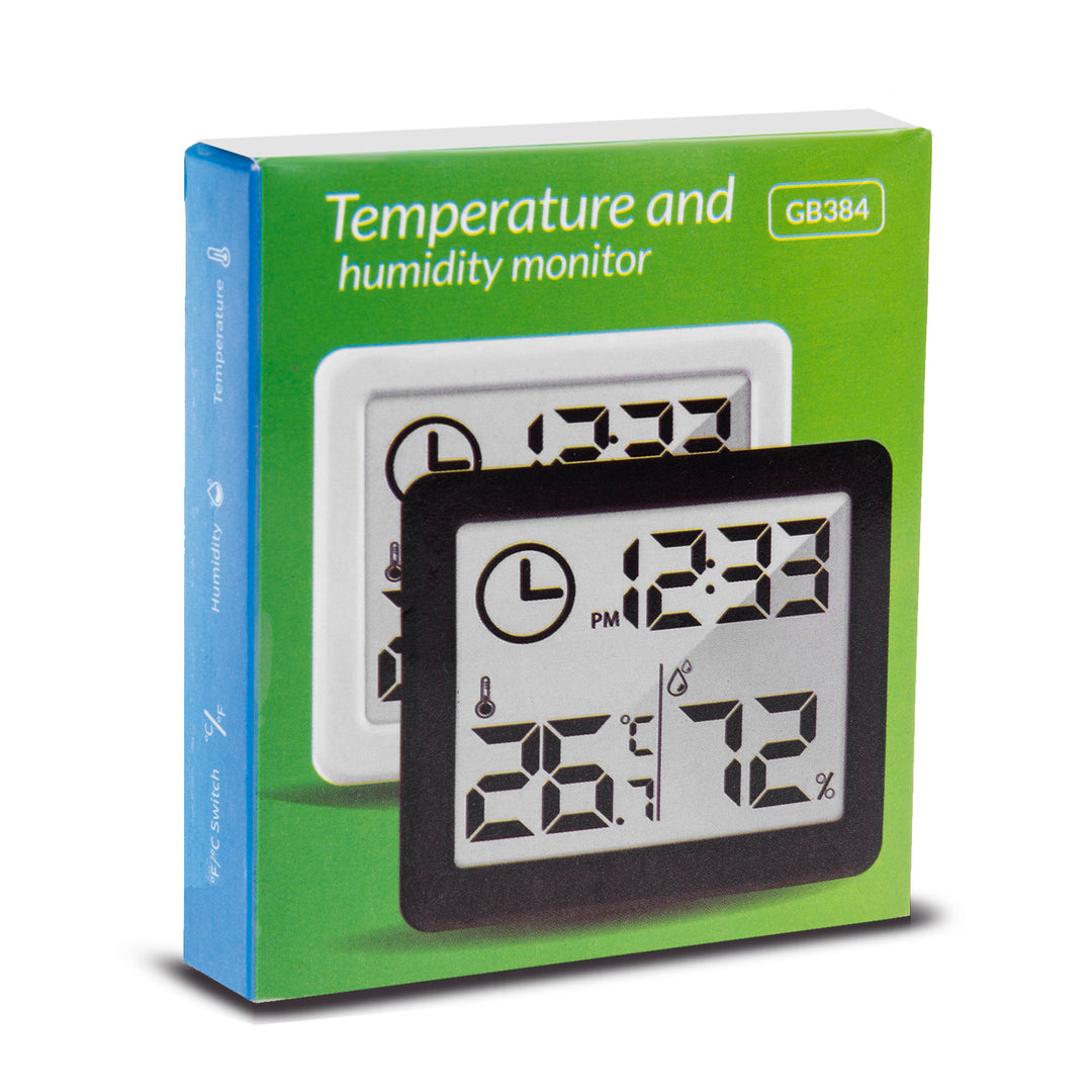 GreenBlue GB384W Termómetro Higrómetro Estación Meteorológica con Función de Reloj, Blanco