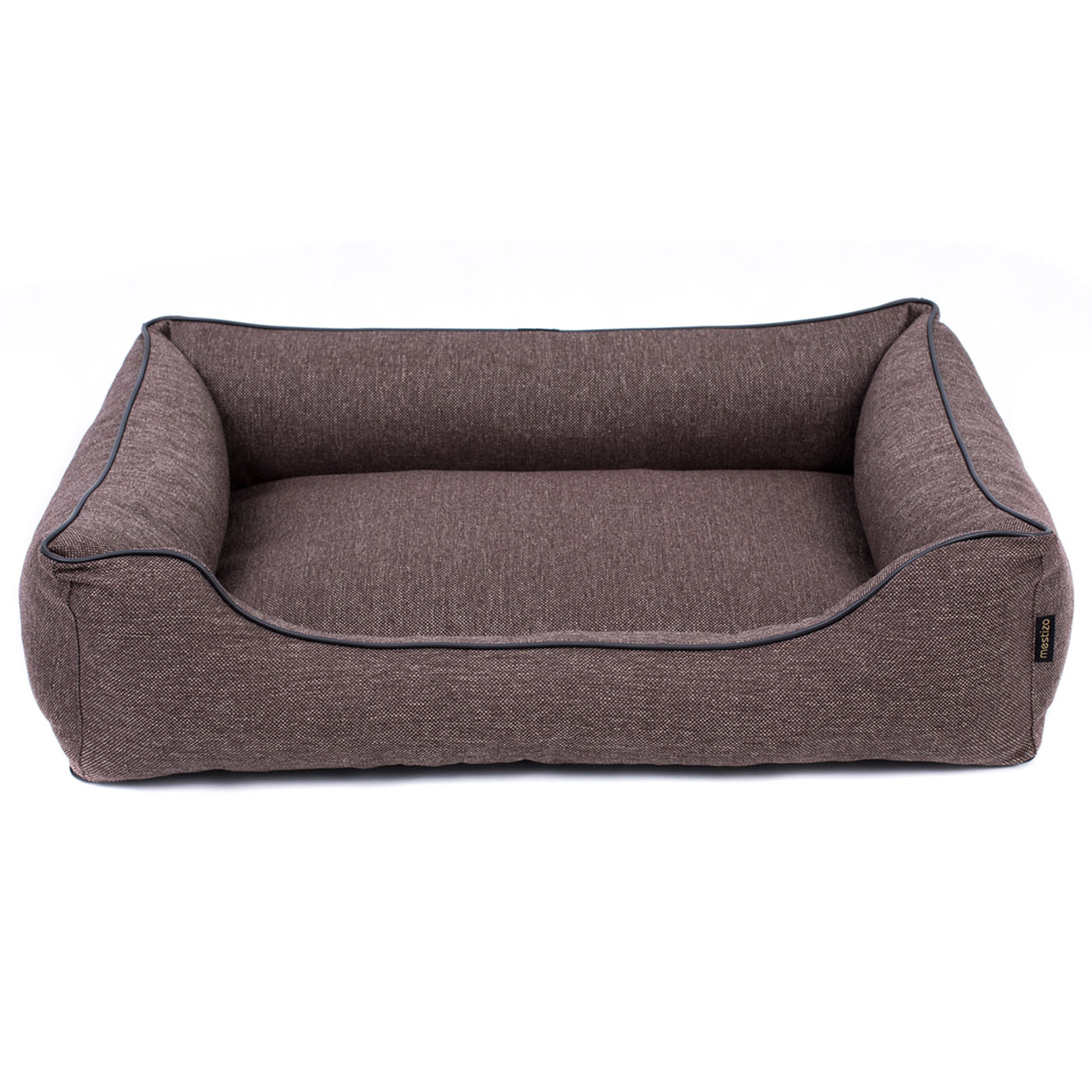 Sofá Mallorca Comfort cama para perro en marrón con ribete negro 65x50 cm