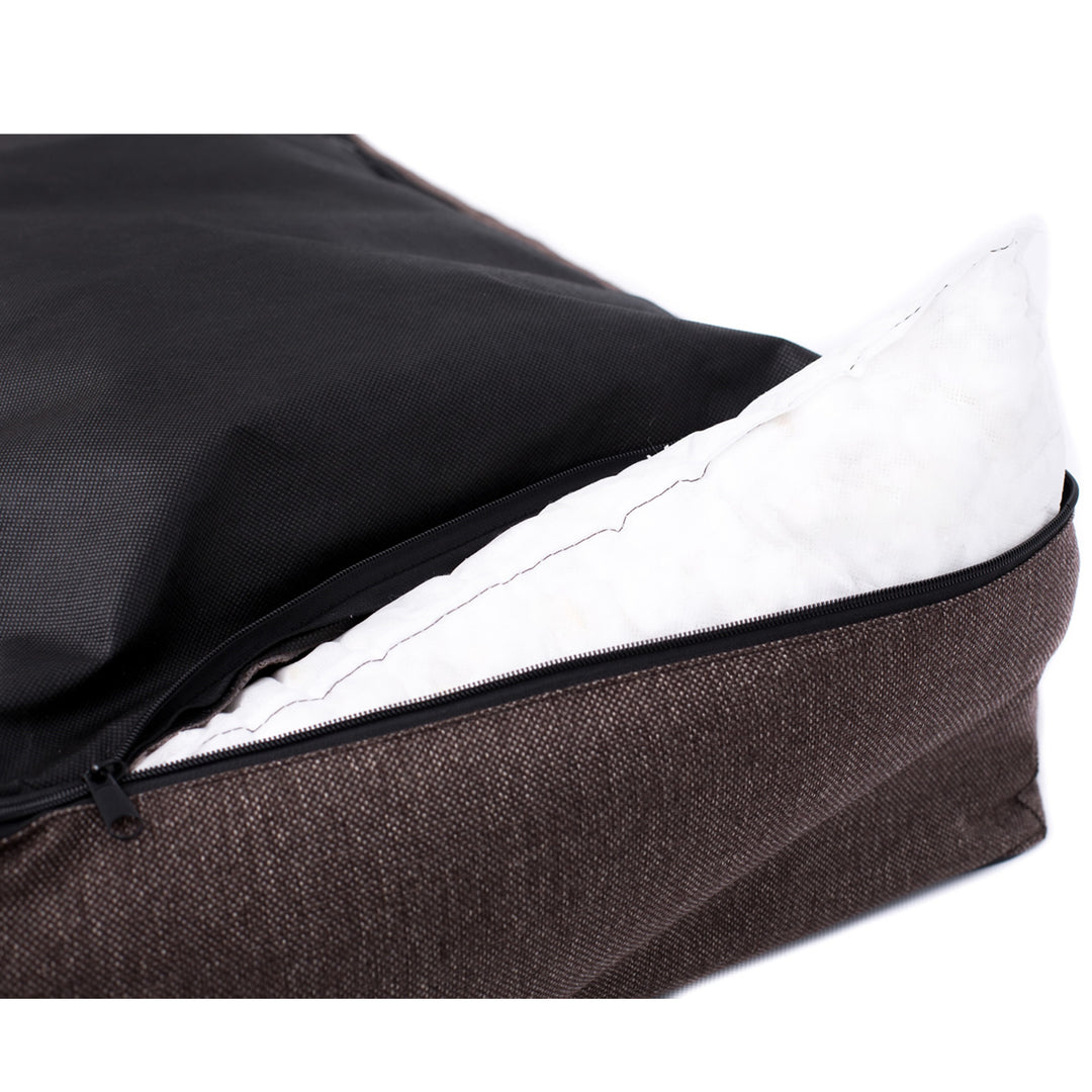 Sofá Mallorca Comfort cama para perro en gris oscuro con ribete blanco 65x50 cm