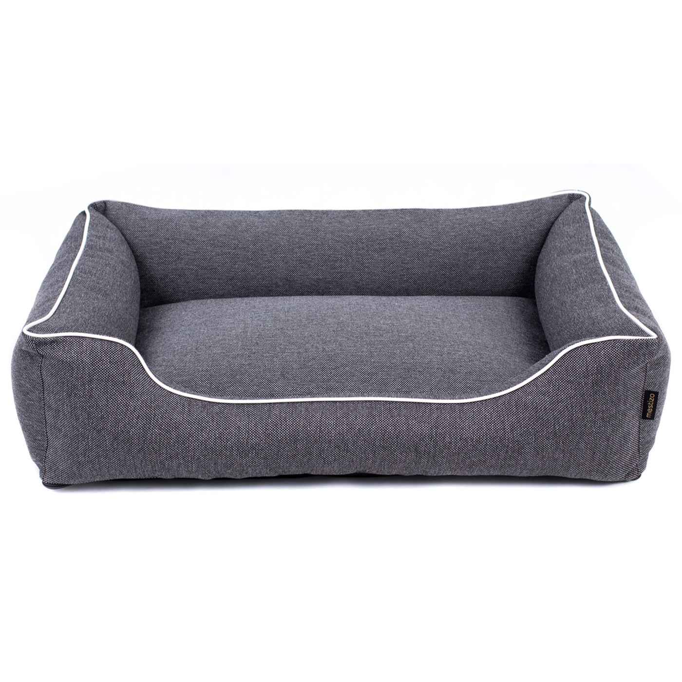 Sofá Mallorca Comfort cama para perro en gris oscuro con ribete blanco 65x50 cm