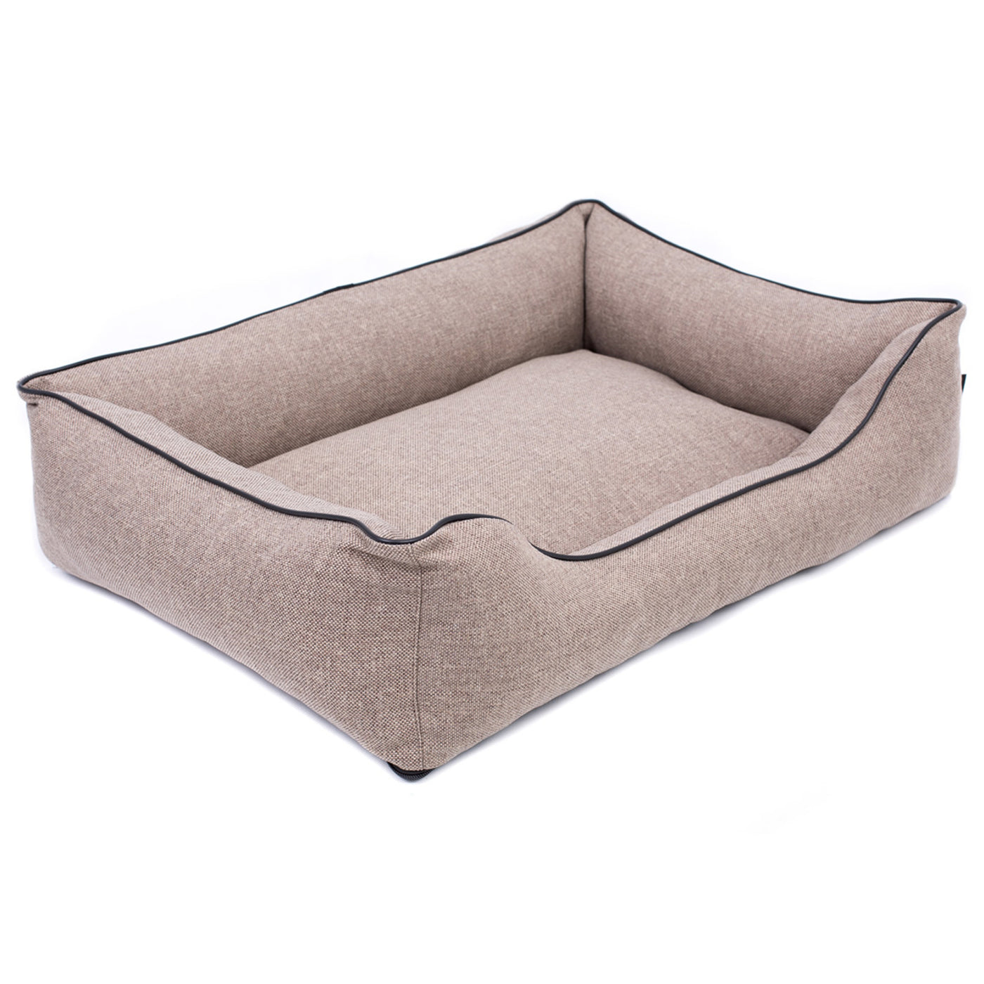 Sofa Mallorca Comfort cama para perro en beige con ribete negro 80x60 cm