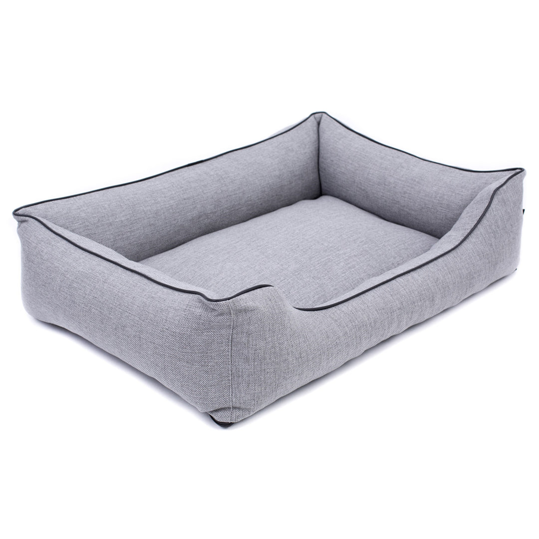 Sofá Mallorca Comfort cama para perro en gris claro con ribete negro 80x60 cm