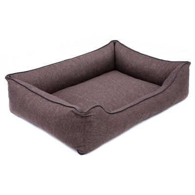 Sofa Mallorca Comfort cama para perro en marrón con ribete negro 80x60 cm