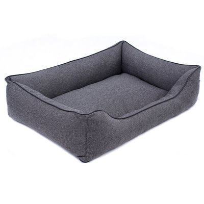 Sofá Mallorca Comfort cama para perro en gris oscuro con ribete negro 80x60 cm