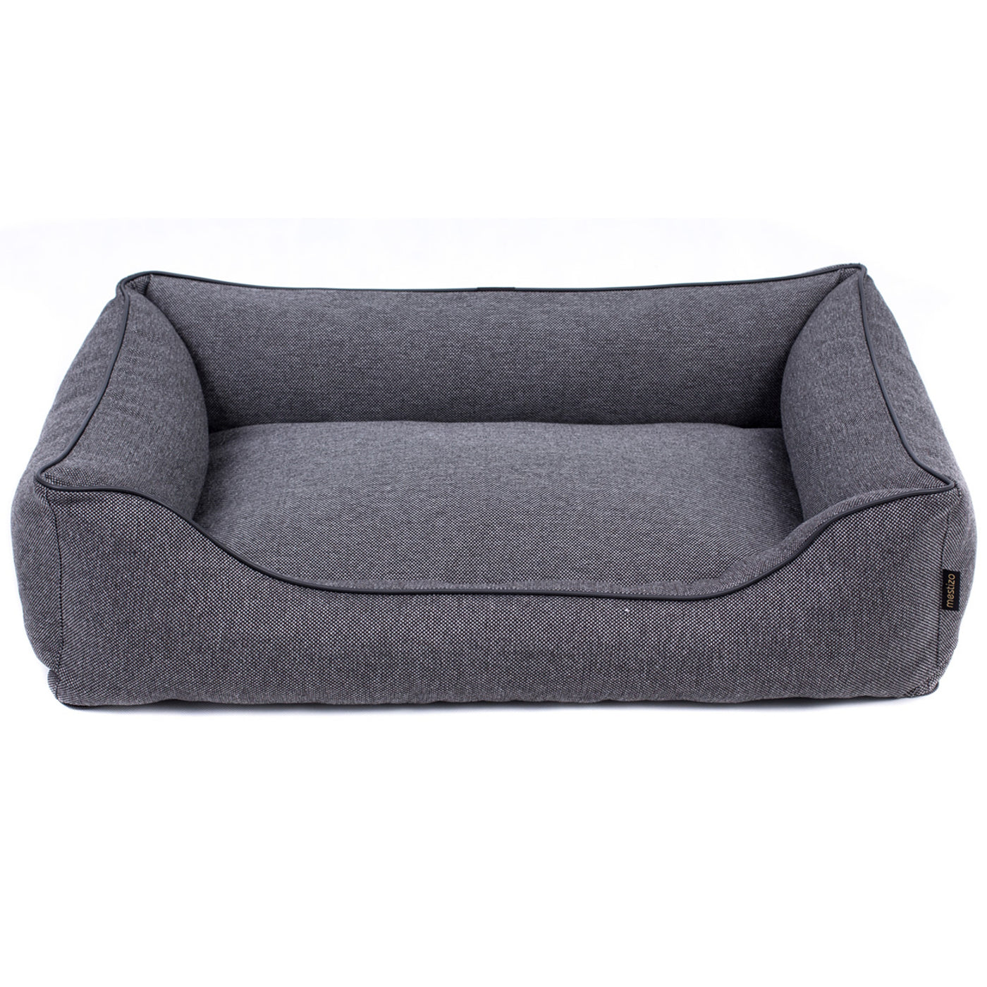 Sofá Mallorca Comfort cama para perro en gris oscuro con ribete negro 80x60 cm