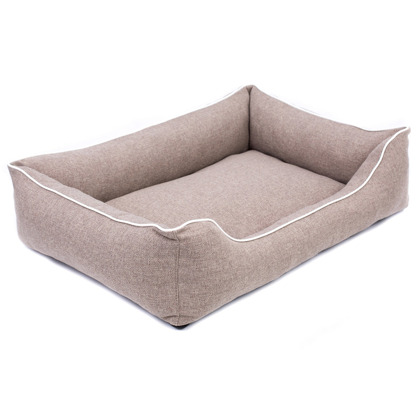 Sofa Mallorca Comfort cama para perro en beige con ribete blanco 100x75 cm