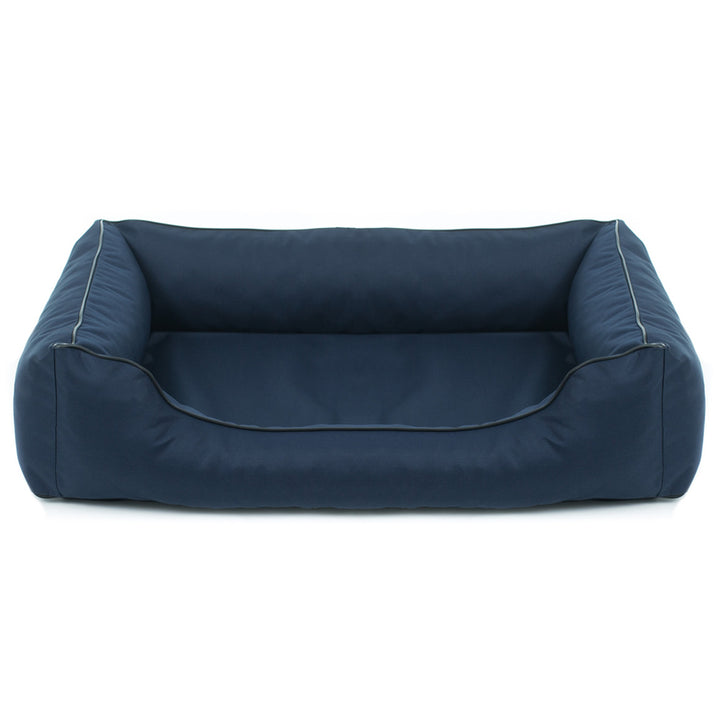 Cama Ortopédica Mestizo Valencia para Sofá Dog Cat Pet (Medidas externas: 65x50cm / Dimensões internas: 41x27cm, Azul Marinho/Preto)