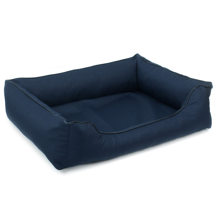 Cama Ortopédica Mestizo Valencia para Sofá Dog Cat Pet (Medidas externas: 65x50cm / Dimensões internas: 41x27cm, Azul Marinho/Preto)