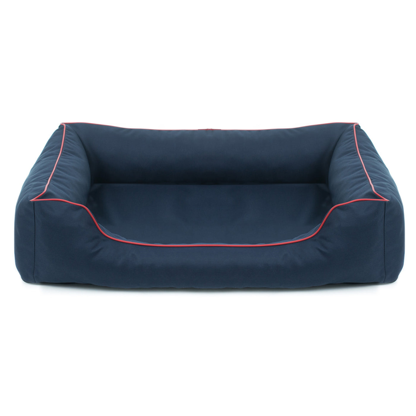 Mestizo Valencia Ortopédico Cama para Perro Gato Sofá para Mascotas (Medidas exteriores: 65x50cm / Dimensiones interiores: 41x27cm, AzulMarino/Rojo)