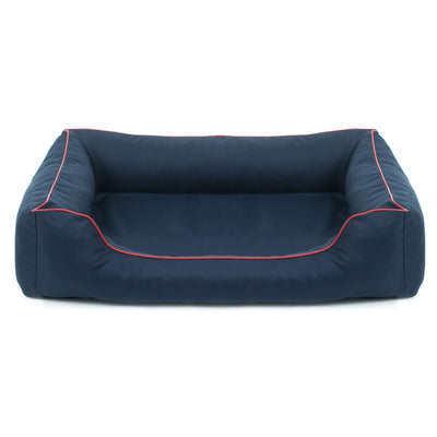 Cama Ortopédica Mestizo Valencia para Sofá Dog Cat Pet (Medidas exteriores: 65x50cm / Dimensões interiores: 41x27cm, Azul Marinho/Vermelho)