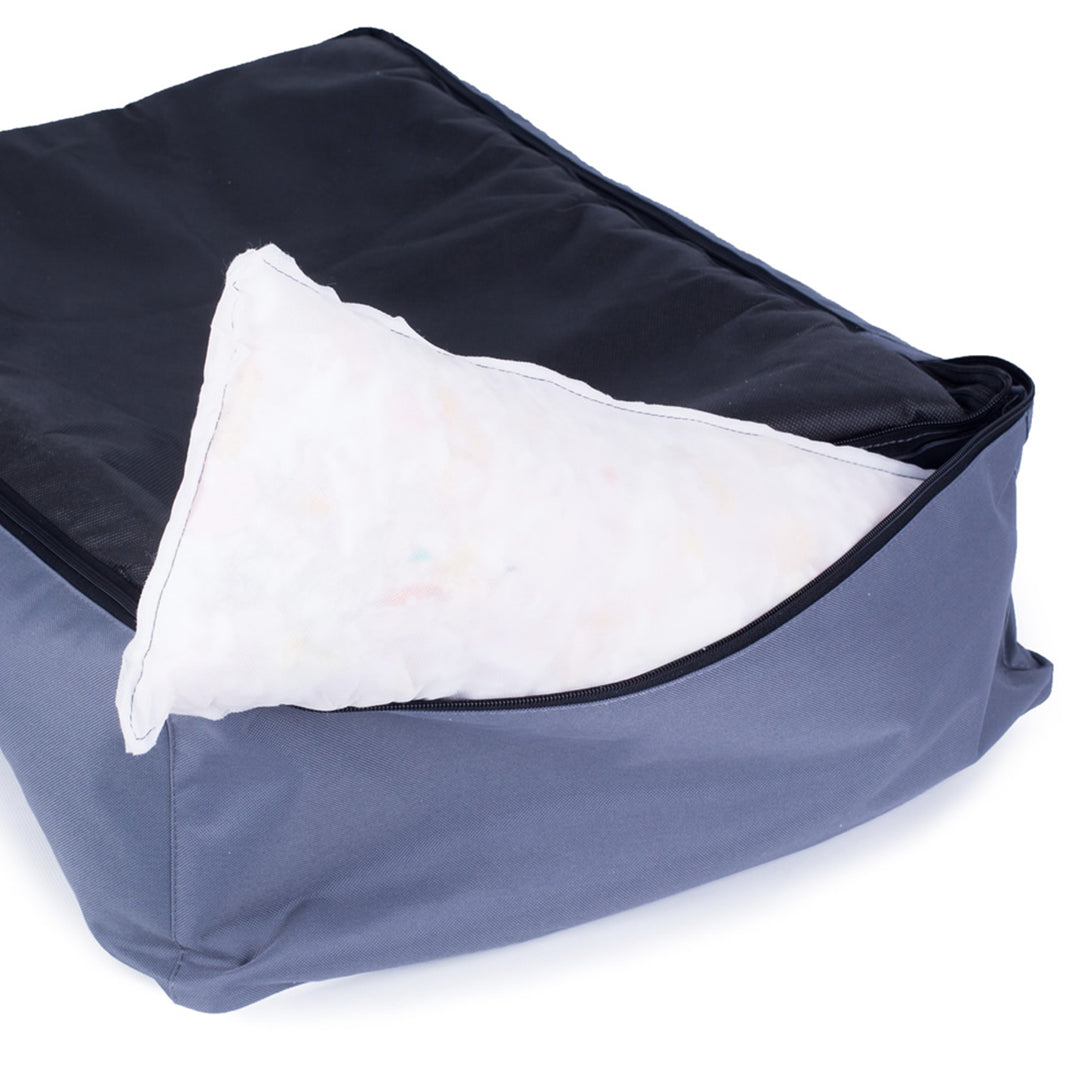 Cama Ortopédica Mestizo Valencia para Sofá Dog Cat Pet (Medidas exteriores: 65x50cm / Dimensões interiores: 41x27cm, Azul Marinho/Vermelho)