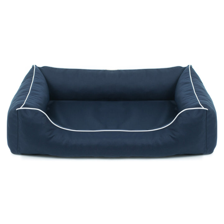 Cama Ortopédica Mestizo Valencia para Sofá Dog Cat Pet (Medidas externas: 65x50cm / Dimensões internas: 41x27cm, Azul Marinho/Branco)