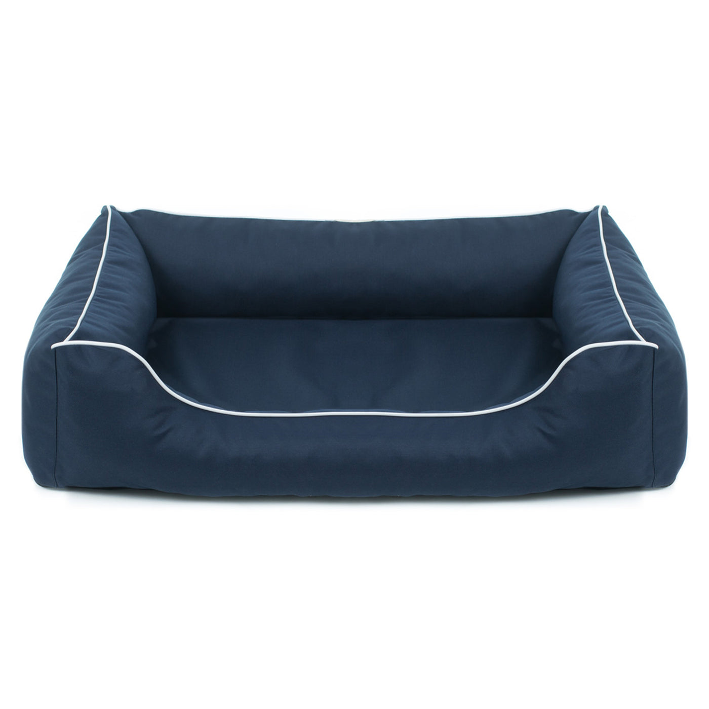 Cama Ortopédica Mestizo Valencia para Sofá Dog Cat Pet (Medidas externas: 65x50cm / Dimensões internas: 41x27cm, Azul Marinho/Branco)