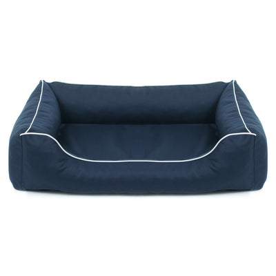 Cama Ortopédica Mestizo Valencia para Sofá Dog Cat Pet (Medidas externas: 65x50cm / Dimensões internas: 41x27cm, Azul Marinho/Branco)