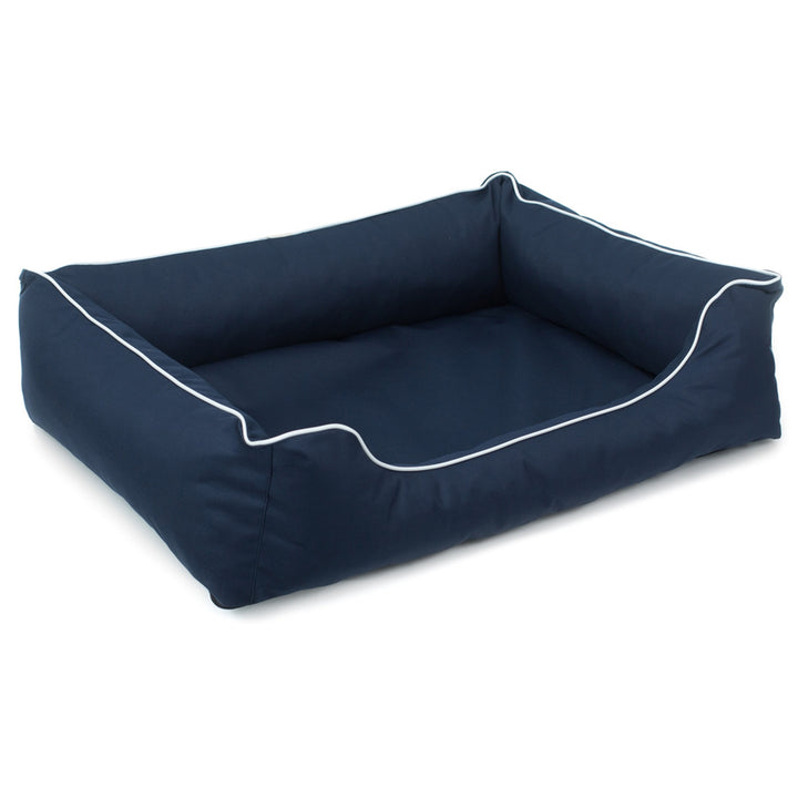 Cama Ortopédica Mestizo Valencia para Sofá Dog Cat Pet (Medidas externas: 65x50cm / Dimensões internas: 41x27cm, Azul Marinho/Branco)