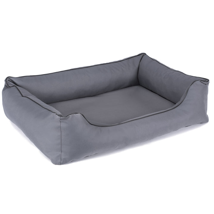 Mestizo Valencia Cama Ortopédica Canasta para Perro Cama para Perro Sofá Funda Tejido Poliéster Impermeable Cordura (Tamaño Exterior: 65x50cm / Tamaño Interior: 41x27cm, Gris claro/Negro)