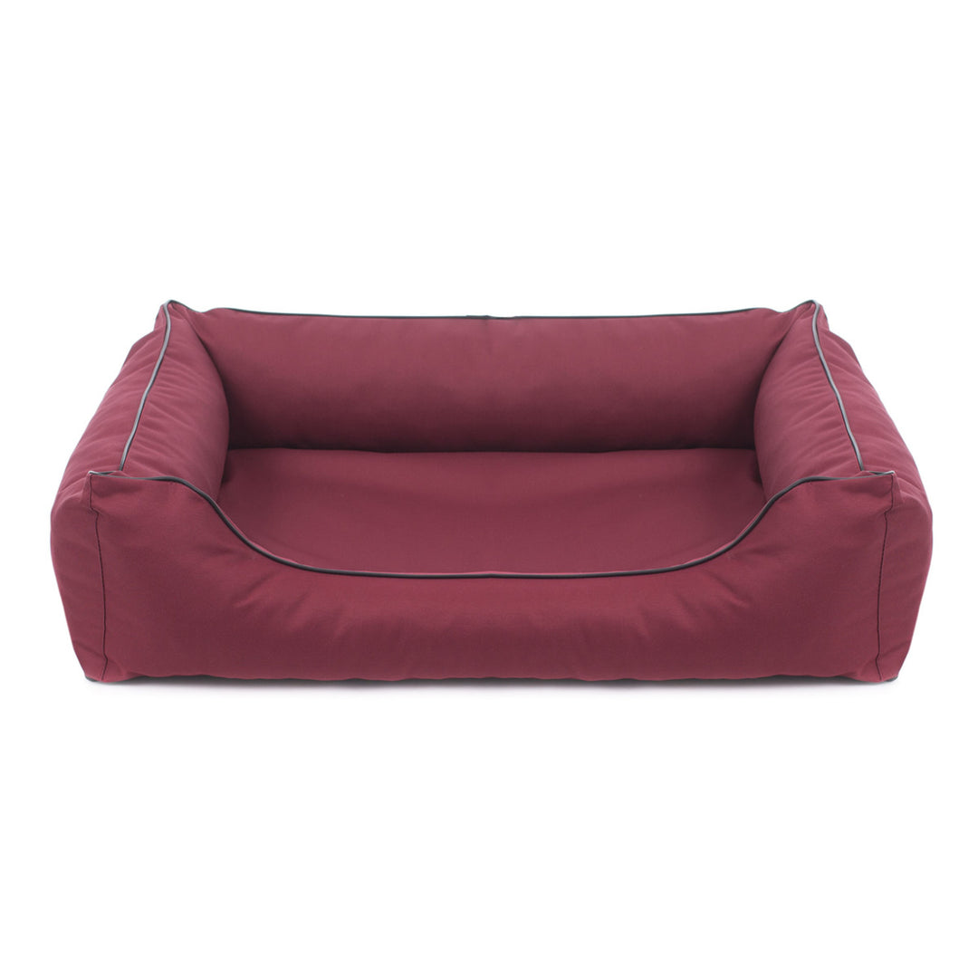 Cama ortopédica para perros Valencia 80 x 60 cm color burdeos con borde negro