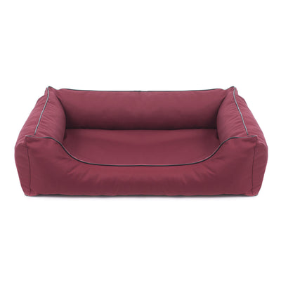 Cama ortopédica para perros Valencia 80 x 60 cm color burdeos con borde negro