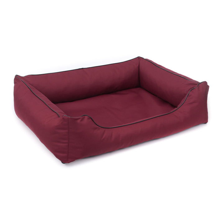 Cama ortopédica para perros Valencia 80 x 60 cm color burdeos con borde negro