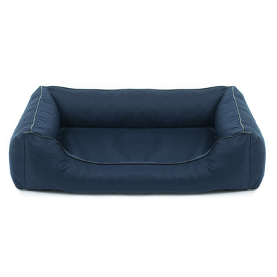 Cama ortopédica para perros Valencia 80 x 60 cm color azul marino con borde negro