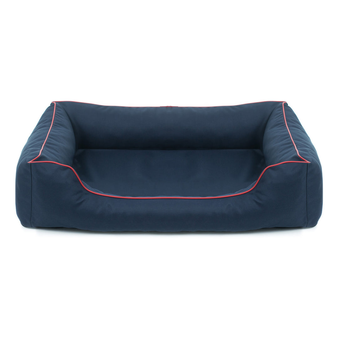 Cama ortopédica para cães Valencia 80 x 60 cm azul marinho com borda vermelha