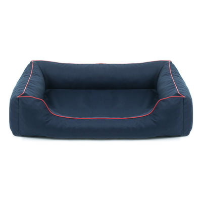 Cama ortopédica para perros Valencia 80 x 60 cm color azul marino con borde rojo