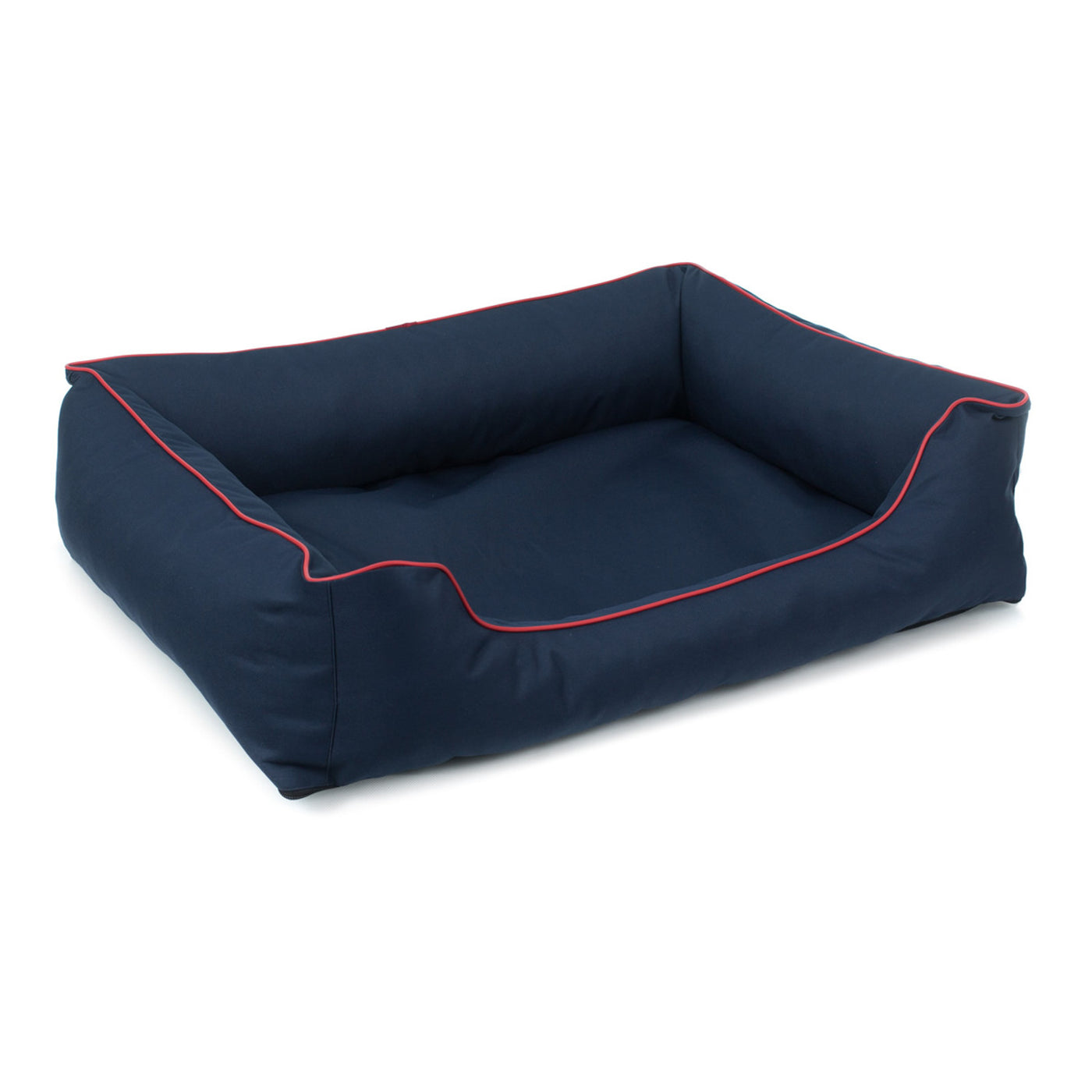 Cama ortopédica para cães Valencia 80 x 60 cm azul marinho com borda vermelha