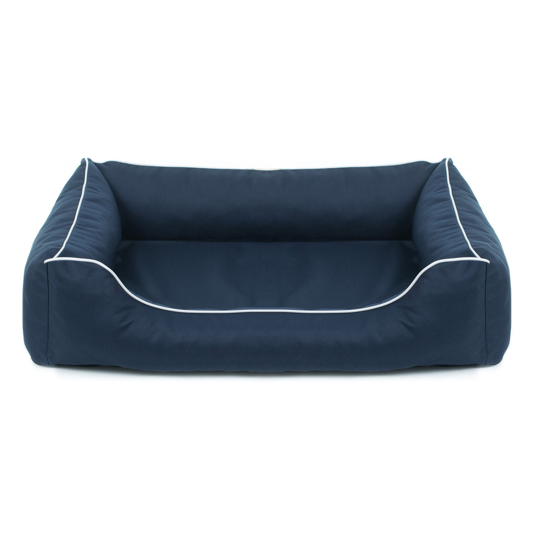 Cama ortopédica para cães Valencia 80 x 60 cm azul marinho com borda branca