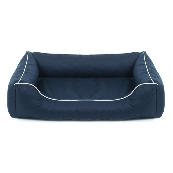 Cama ortopédica para cães Valencia 80 x 60 cm azul marinho com borda branca