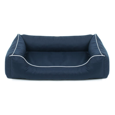 Cama ortopédica para perros Valencia 80 x 60 cm color azul marino con borde blanco