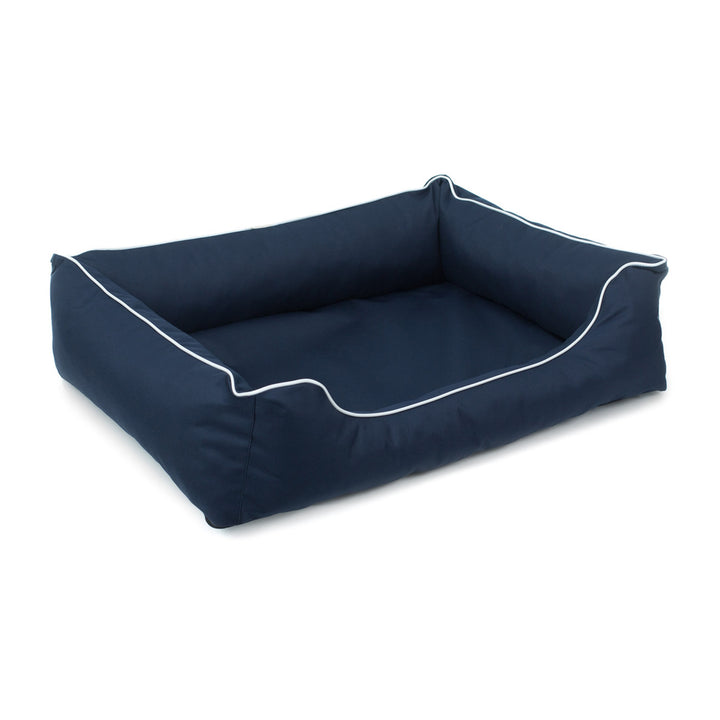 Cama ortopédica para cães Valencia 80 x 60 cm azul marinho com borda branca