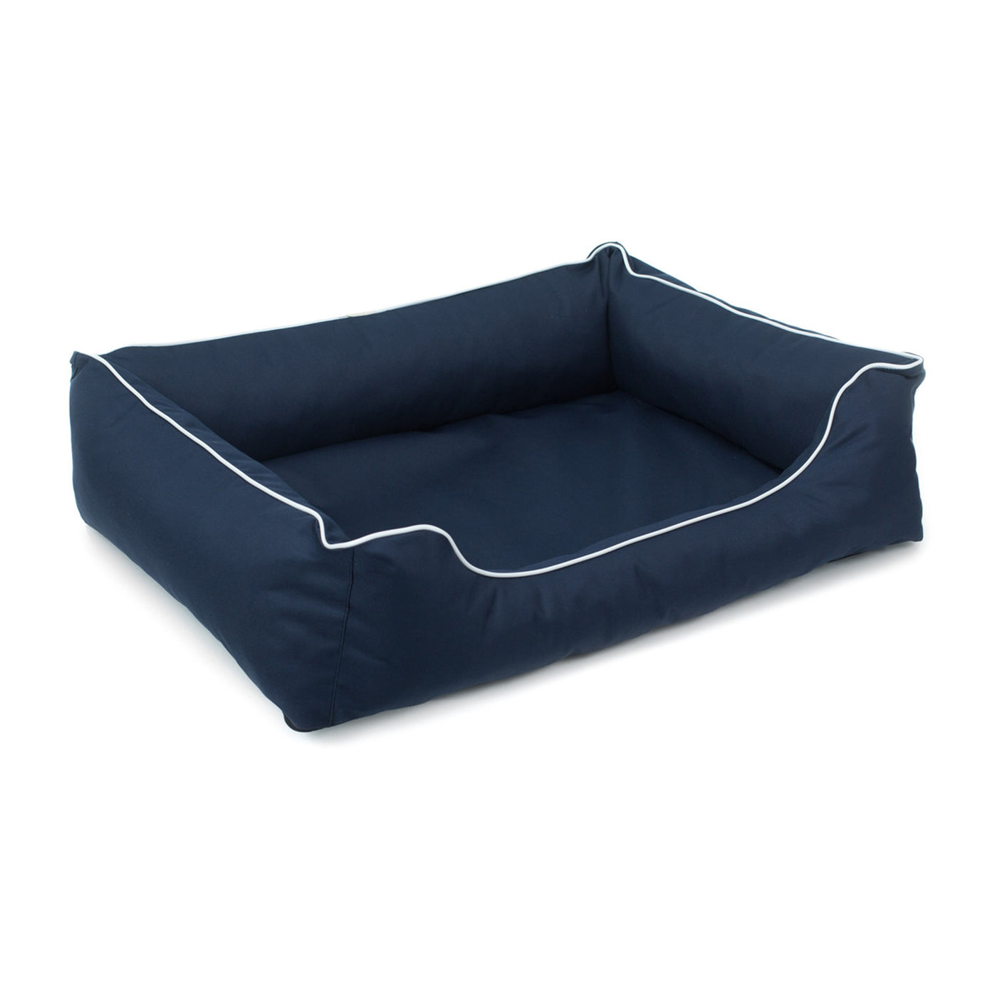 Cama ortopédica para perros Valencia 80 x 60 cm color azul marino con borde blanco