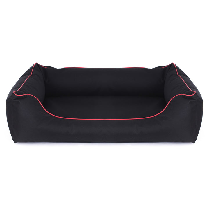 Cama ortopédica para perros Valencia 80 x 60 cm color negro con borde rojo