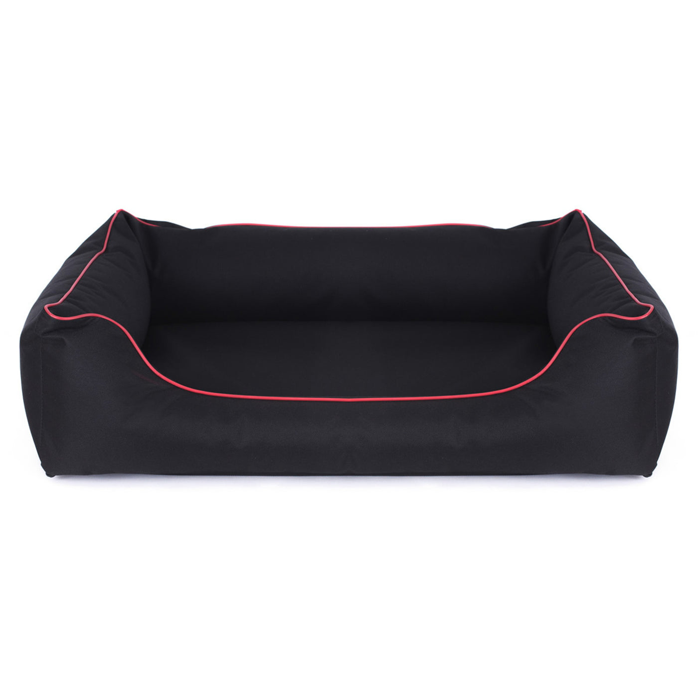 Cama ortopédica para perros Valencia 80 x 60 cm color negro con borde rojo