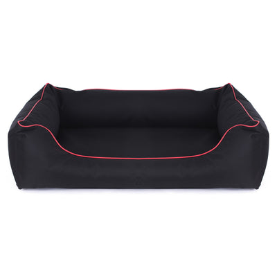 Cama ortopédica para perros Valencia 80 x 60 cm color negro con borde rojo