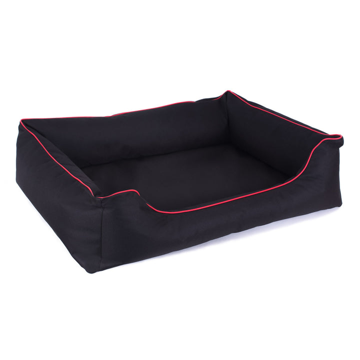 Cama ortopédica para perros Valencia 80 x 60 cm color negro con borde rojo