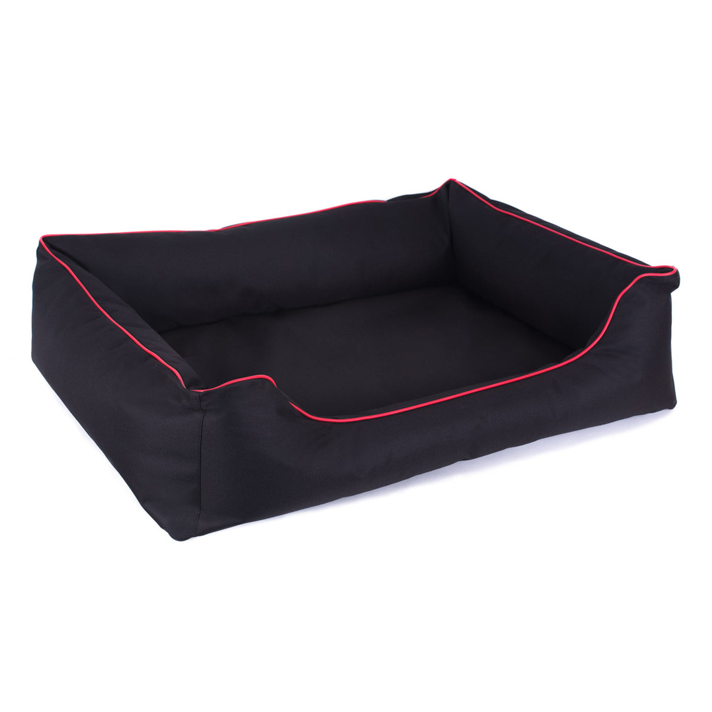 Cama ortopédica para cães Valencia 80 x 60 cm preta com borda vermelha