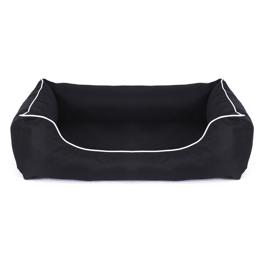 Cama ortopédica para perros Valencia 80 x 60 cm color negro con borde blanco