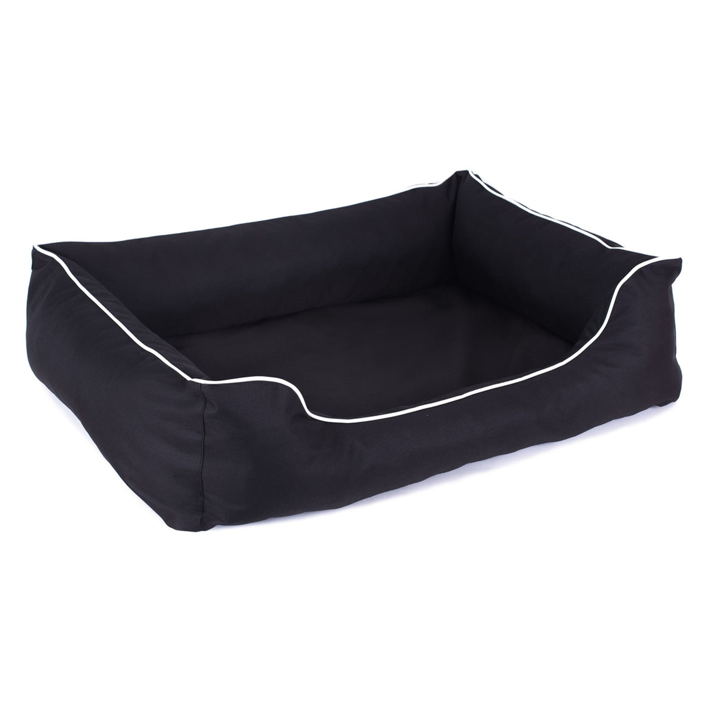 Cama ortopédica para perros Valencia 80 x 60 cm color negro con borde blanco